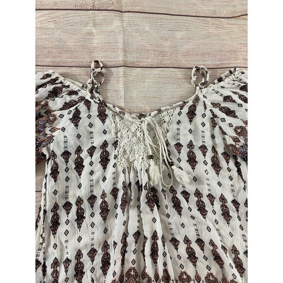 Angie Women's Cold Shoulder Bohemian Printed Tunic Blpuse - Large - Picture 4 of 10